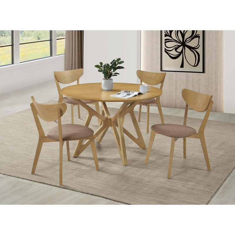 Ebern Designs Round 42-inch Solid Wood Dining Table Light Walnut | Wayfair